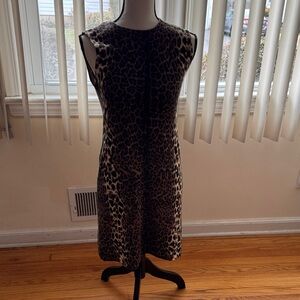 Sleeveless Leopard Print Shift Dress - Brown/Black